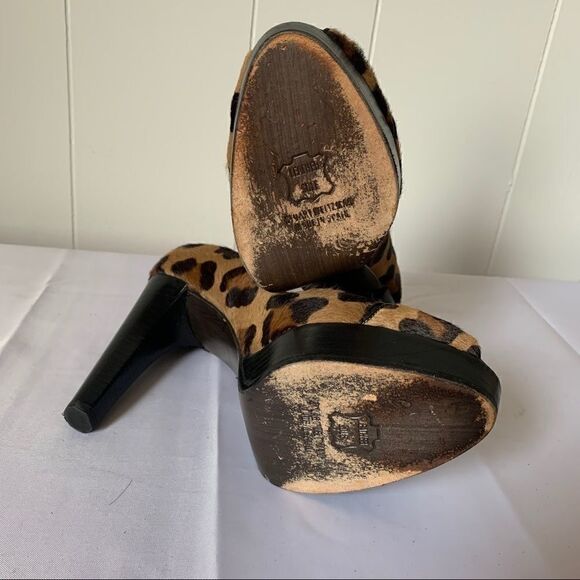 Stuart Weitzman Leopard Print Pumps Peep Toe - Picture 7 of 11